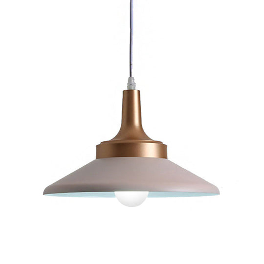Conic Metal Pendant Lighting - Nordic Style, 1 Light, Black/White, 9.5"/14" Width