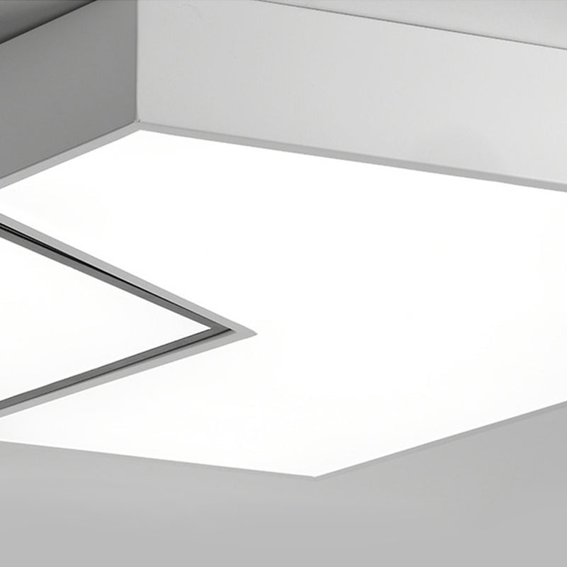 Modern Black and White Hexagon Ceiling Light, Acrylic Shade Mount Fixture, White Light, 11"/15"/19" Dia - Perfect for Living Room