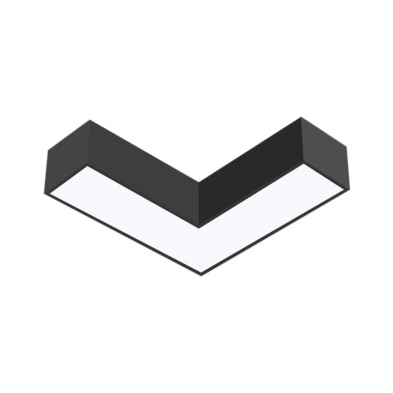 Modern Arrow Metal Flush Mount LED Ceiling Light - 10"/14" Wide (White/Black) for Office with Opaline Diffuser