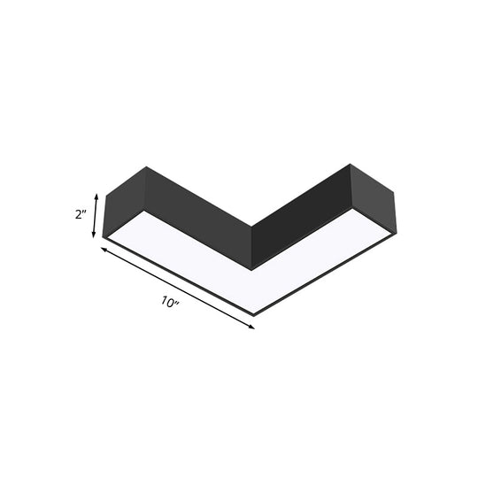 Modern Arrow Metal Flush Mount LED Ceiling Light - 10"/14" Wide (White/Black) for Office with Opaline Diffuser