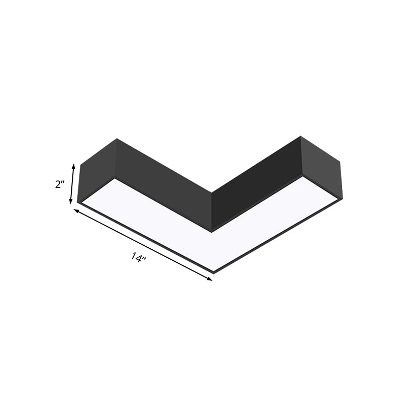 Modern Arrow Metal Flush Mount LED Ceiling Light - 10"/14" Wide (White/Black) for Office with Opaline Diffuser