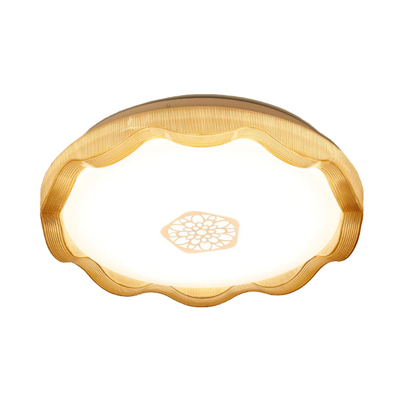 Scalloped Metal Ceiling Flush with Acrylic Diffuser in White/Blue/Gold - LED Flush Light Fixture for Bedrooms - 16"/19.5" Diameter - Warm/White Lighting