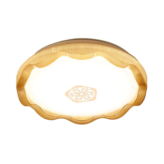 Scalloped Metal Ceiling Flush with Acrylic Diffuser in White/Blue/Gold - LED Flush Light Fixture for Bedrooms - 16"/19.5" Diameter - Warm/White Lighting