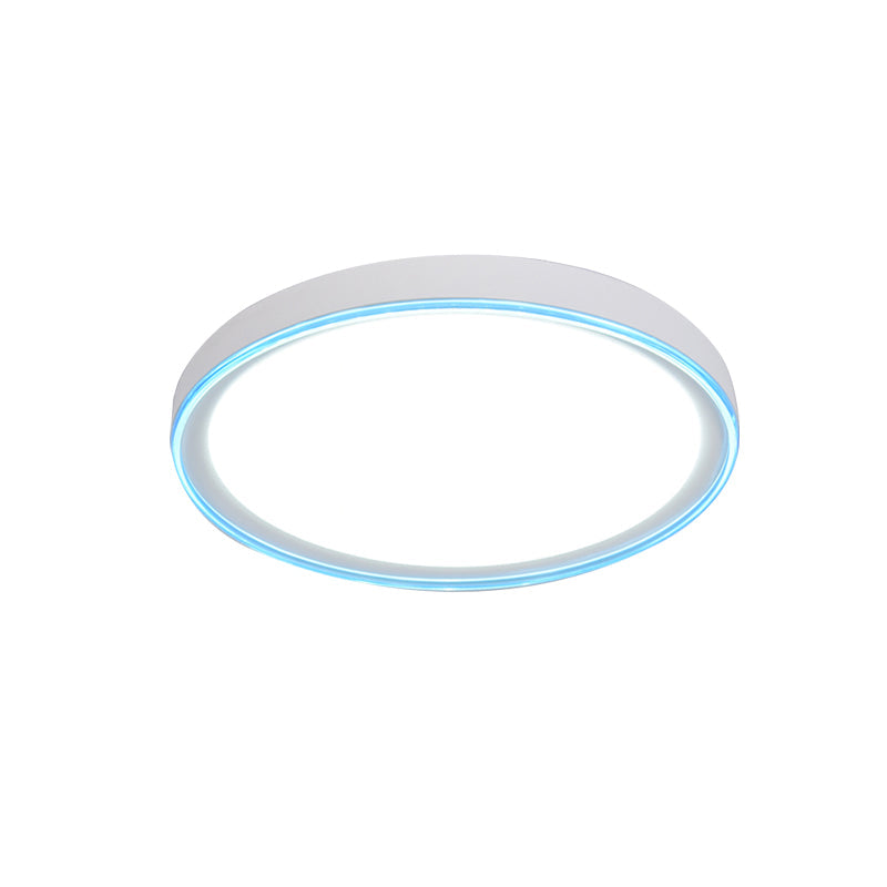 16"/19.5" Nordic Metal Round Flush Light with Acrylic Shade - White/Pink/Yellow LED Ceiling Fixture for Bedroom