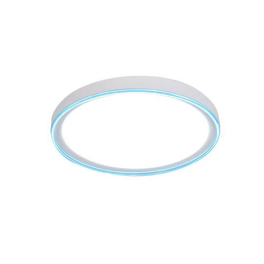 16"/19.5" Nordic Metal Round Flush Light with Acrylic Shade - White/Pink/Yellow LED Ceiling Fixture for Bedroom