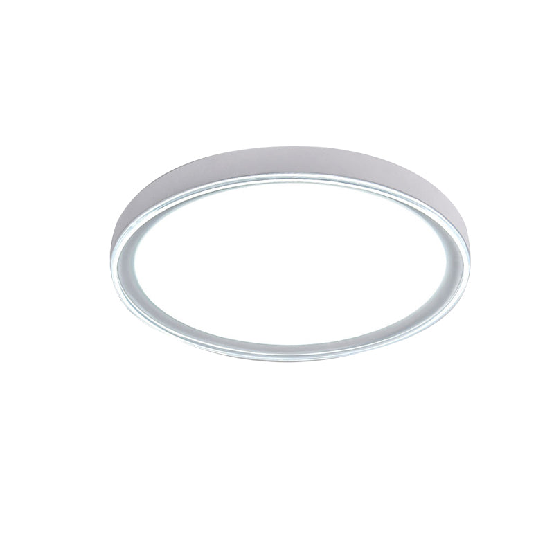 16/19.5 Nordic Metal Round Flush Light With Acrylic Shade - White/Pink/Yellow Led Ceiling Fixture