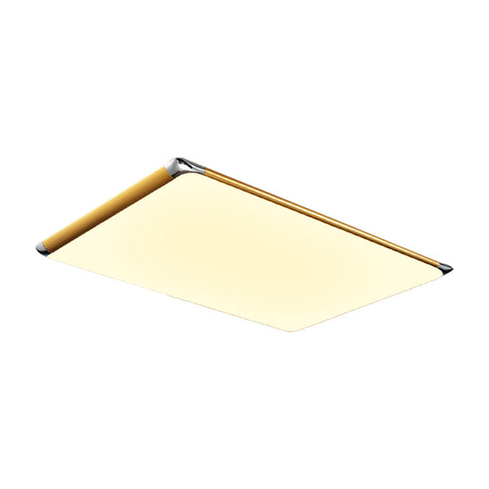 Plafonnier LED rectangulaire en métal doré de 25,5"/36" pour salon avec abat-jour en acrylique - Chaud/blanc