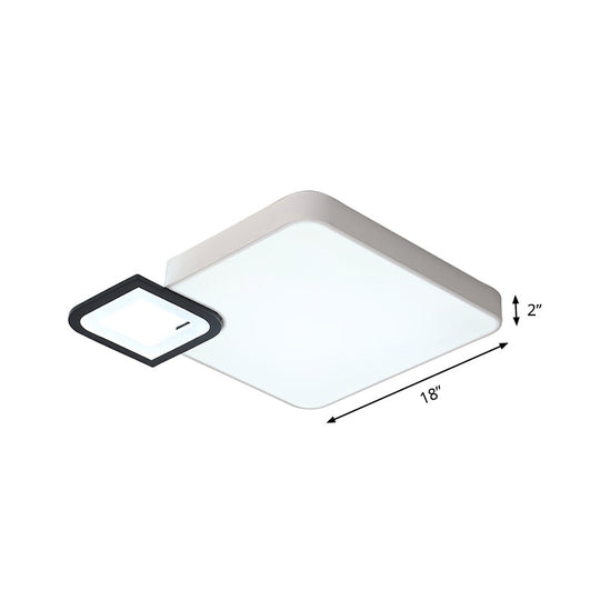 Modern Metal Flush Mount Ceiling Light for Living Room - White/Black, LED, Warm/White, 18"/21.5" Wide