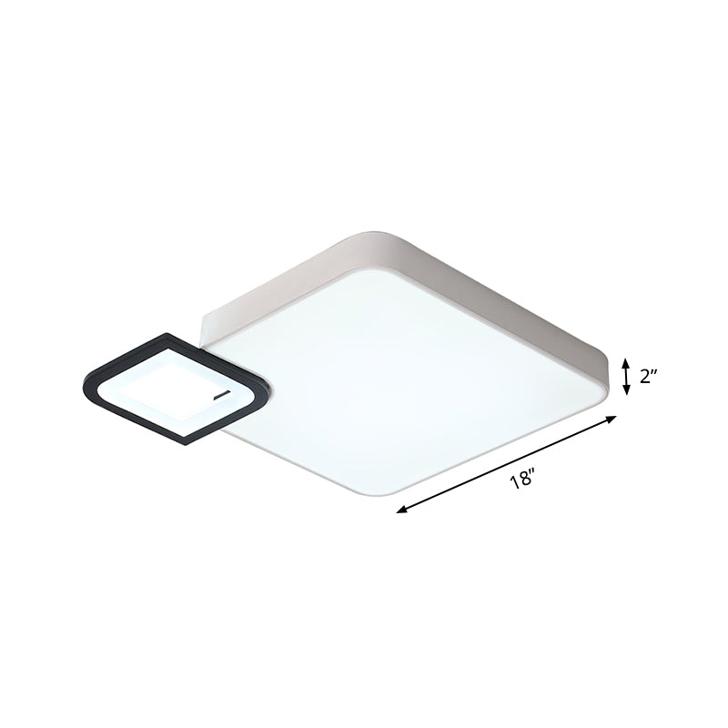 Modern Metal Flush Mount Ceiling Light For Living Room - White/Black Led Warm/White 18/21.5 Wide