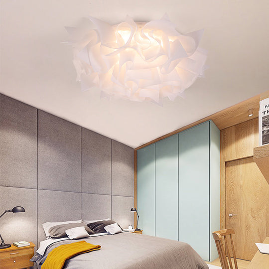 Nordic Flush Mount LED Light with Twist Acrylic Shade for Bedroom in White/Brown - 3 Gear Ceiling Mount