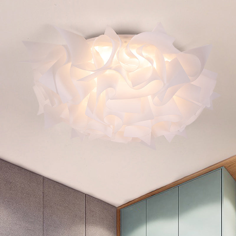 Nordic Flush Mount Led Light With Twist Acrylic Shade For Bedroom In White/Brown - 3 Gear Ceiling