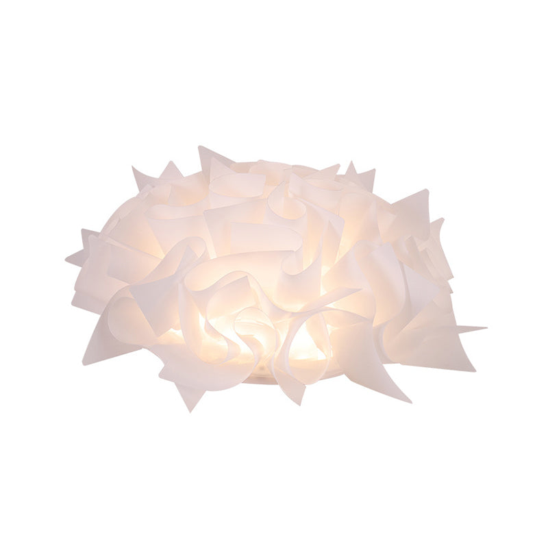 Nordic Flush Mount LED Light with Twist Acrylic Shade for Bedroom in White/Brown - 3 Gear Ceiling Mount