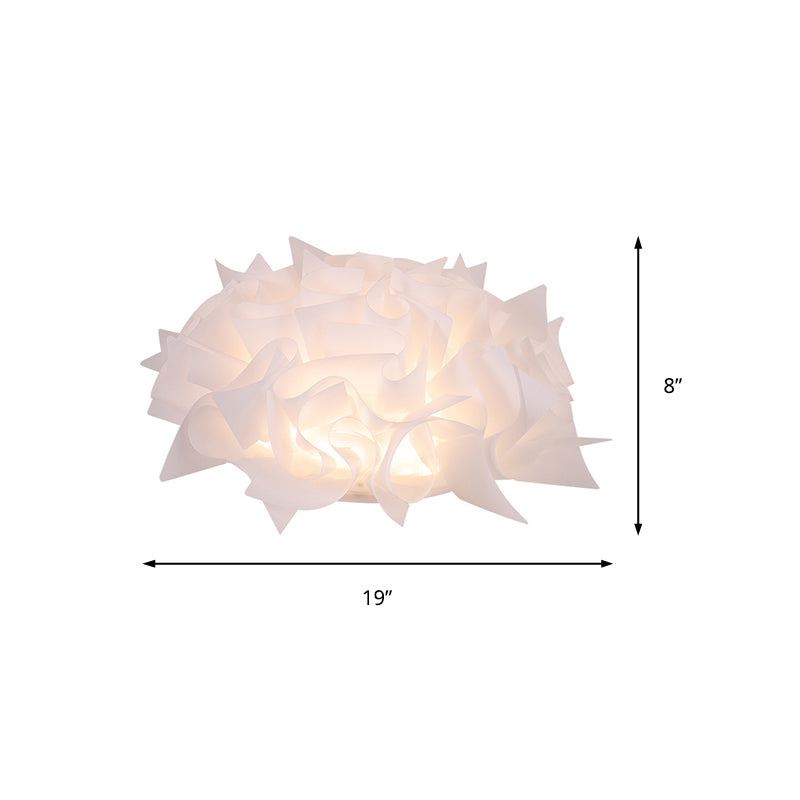 Nordic Flush Mount LED Light with Twist Acrylic Shade for Bedroom in White/Brown - 3 Gear Ceiling Mount