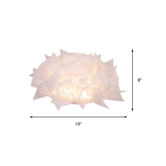 Nordic Flush Mount LED Light with Twist Acrylic Shade for Bedroom in White/Brown - 3 Gear Ceiling Mount