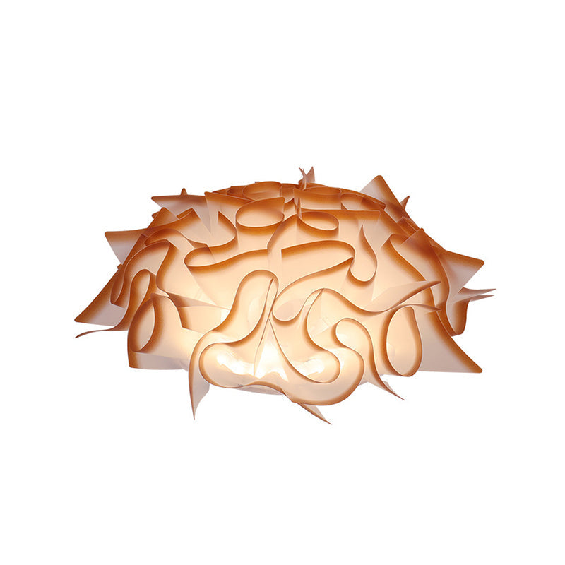 Nordic Flush Mount LED Light with Twist Acrylic Shade for Bedroom in White/Brown - 3 Gear Ceiling Mount