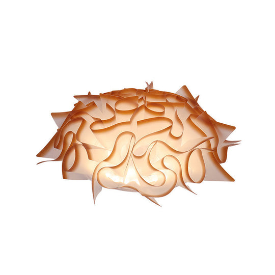 Nordic Flush Mount LED Light with Twist Acrylic Shade for Bedroom in White/Brown - 3 Gear Ceiling Mount