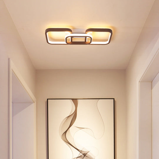 Simple Square Flush Mount Ceiling Lamp - Brown/Warm White - 2/3/4 Heads - Ideal for Hallways