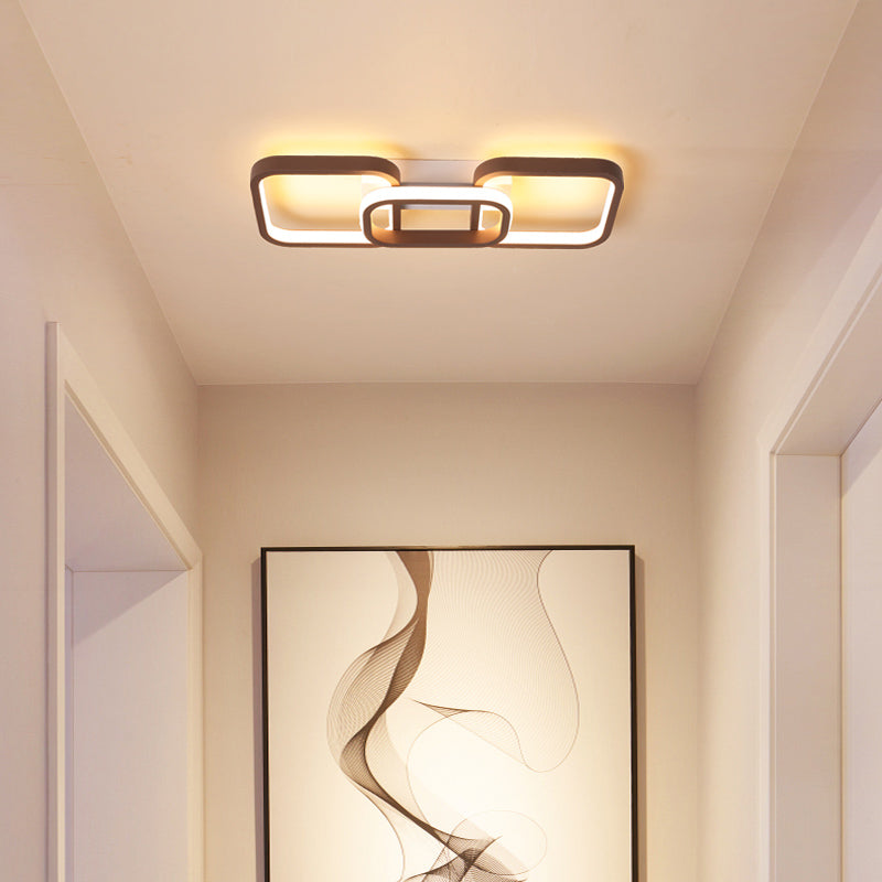 Simple Square Flush Mount Ceiling Lamp - Brown/Warm White 2/3/4 Heads Ideal For Hallways 2 / Brown