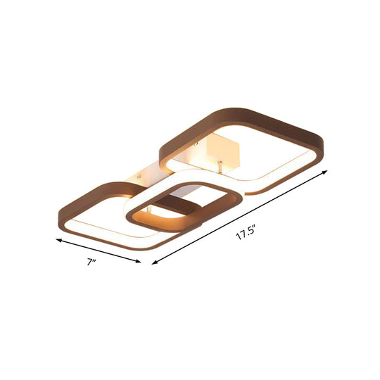 Simple Square Flush Mount Ceiling Lamp - Brown/Warm White - 2/3/4 Heads - Ideal for Hallways