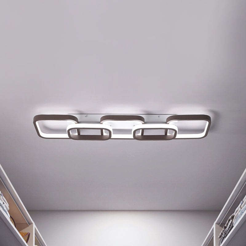 Simple Square Flush Mount Ceiling Lamp - Brown/Warm White - 2/3/4 Heads - Ideal for Hallways