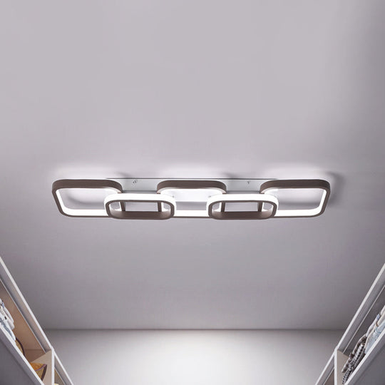 Simple Square Flush Mount Ceiling Lamp - Brown/Warm White - 2/3/4 Heads - Ideal for Hallways