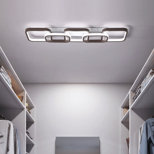 Simple Square Flush Mount Ceiling Lamp - Brown/Warm White - 2/3/4 Heads - Ideal for Hallways