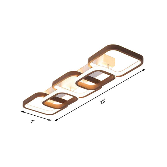 Simple Square Flush Mount Ceiling Lamp - Brown/Warm White - 2/3/4 Heads - Ideal for Hallways