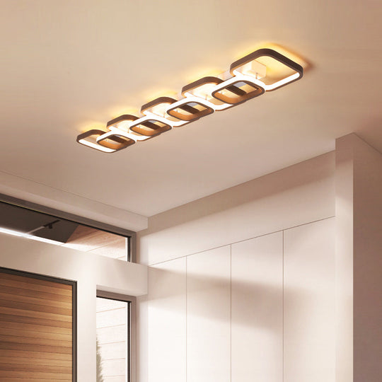Simple Square Flush Mount Ceiling Lamp - Brown/Warm White - 2/3/4 Heads - Ideal for Hallways