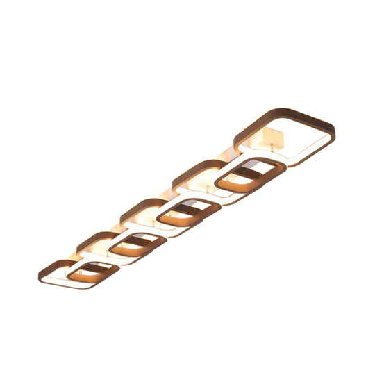 Simple Square Flush Mount Ceiling Lamp - Brown/Warm White - 2/3/4 Heads - Ideal for Hallways