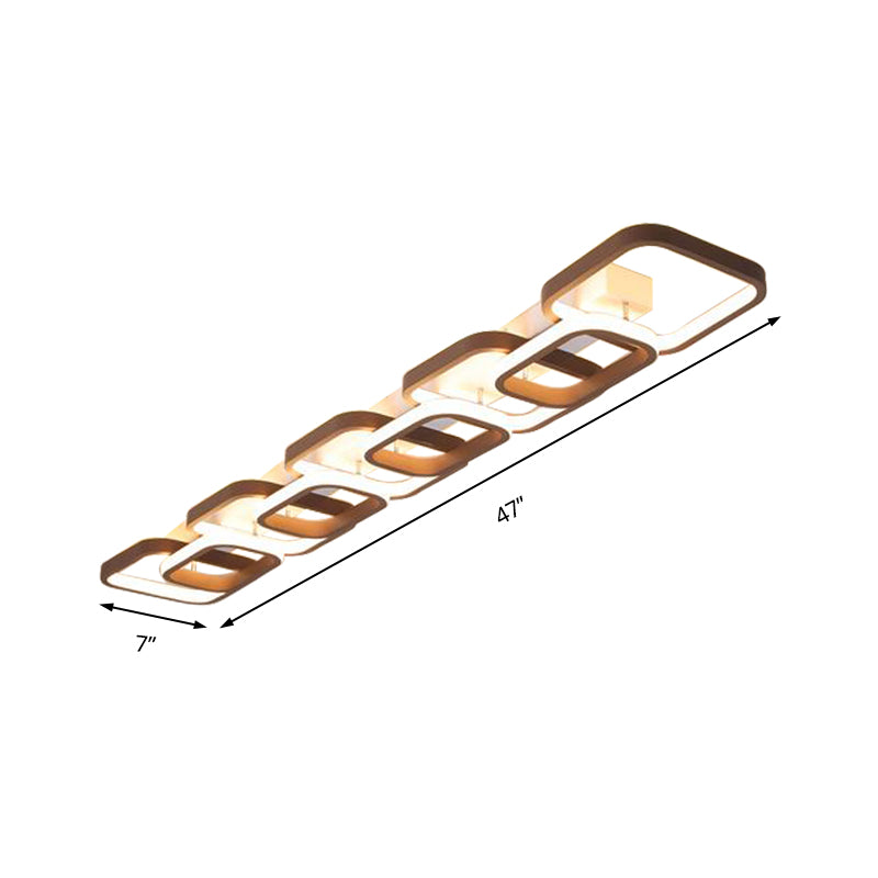 Simple Square Flush Mount Ceiling Lamp - Brown/Warm White - 2/3/4 Heads - Ideal for Hallways