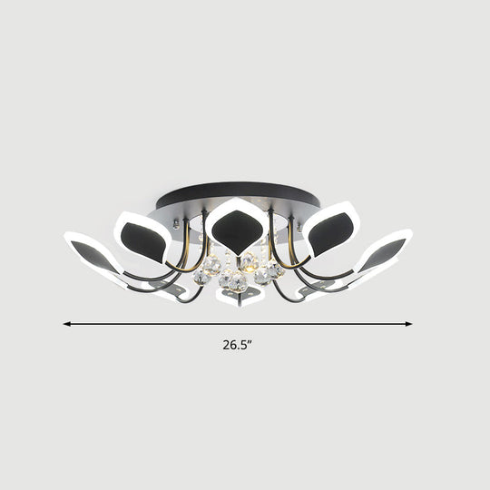 Leaf Acrylic Shade Sputnik Flush Mount Ceiling Light - Modern 8/10/12 Lights - White/Black - Bedroom Fixture in White/Warm