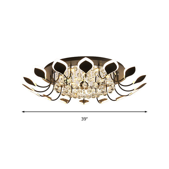 Leaf Acrylic Shade Sputnik Flush Mount Ceiling Light - Modern 8/10/12 Lights - White/Black - Bedroom Fixture in White/Warm