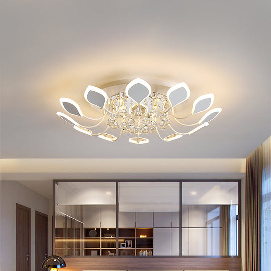 Leaf Acrylic Shade Sputnik Flush Mount Ceiling Light - Modern 8/10/12 Lights White/Black Bedroom