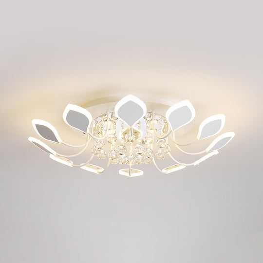 Leaf Acrylic Shade Sputnik Flush Mount Ceiling Light - Modern 8/10/12 Lights - White/Black - Bedroom Fixture in White/Warm