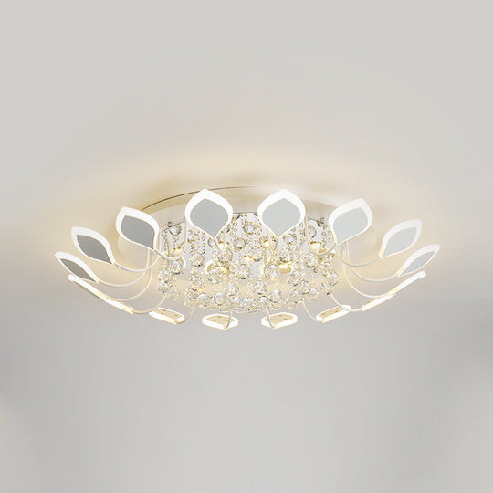 Leaf Acrylic Shade Sputnik Flush Mount Ceiling Light - Modern 8/10/12 Lights - White/Black - Bedroom Fixture in White/Warm