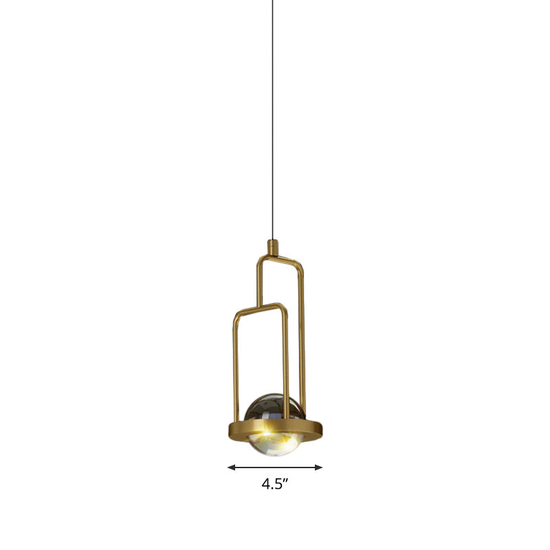 Minimalist Crystal Pendant Lamp with Gold Frame and Rectangle Design
