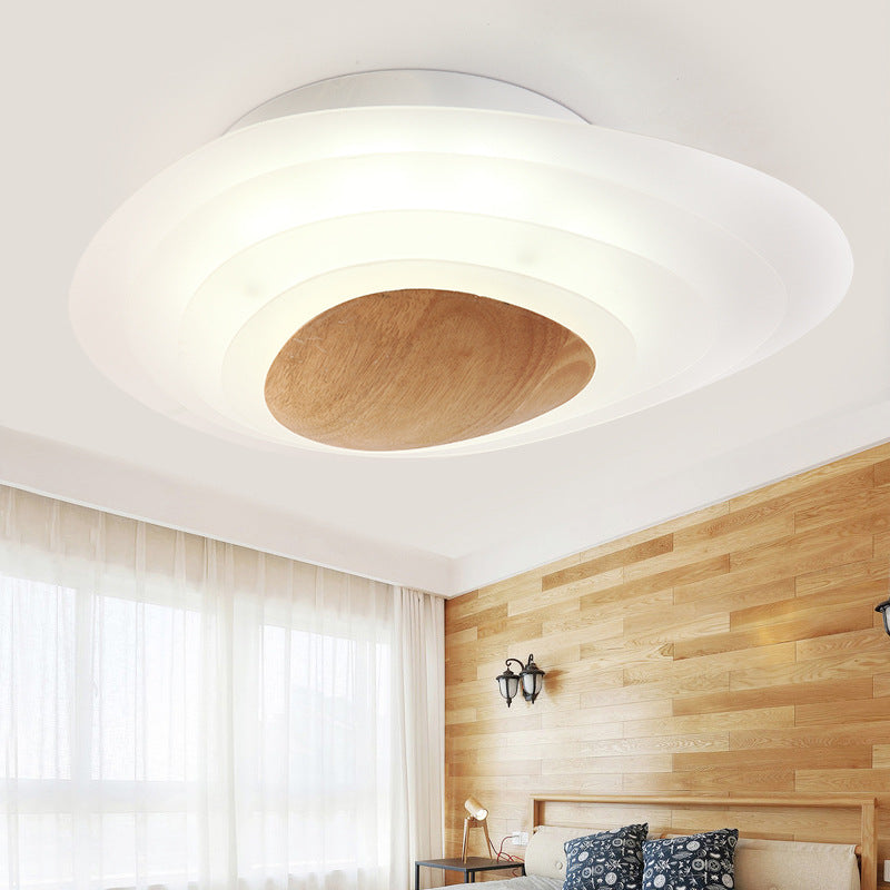 Nordic Planet Flush Mount Acrylic White Led Ceiling Fixture For Bedroom In Warm/White 18/23.5 Wide