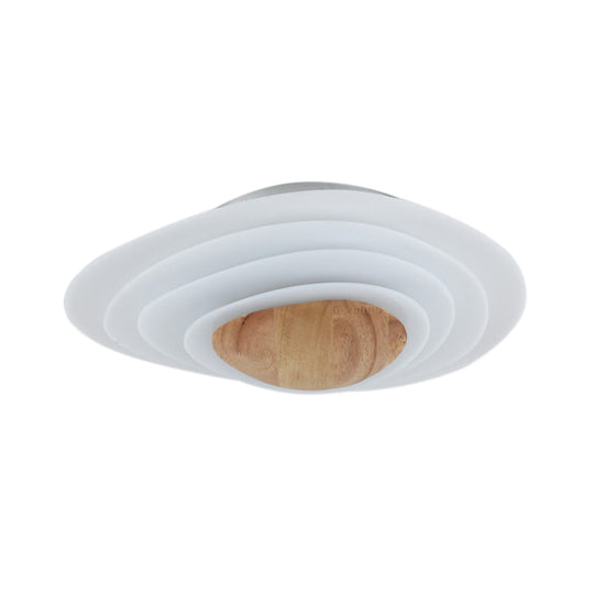 Plafonnier LED en acrylique blanc encastré Nordic Planet pour chambre à coucher en blanc chaud, 18"/23,5" de large