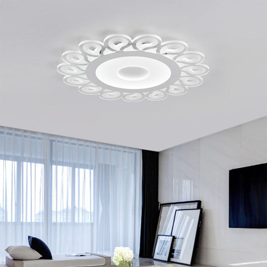 Contemporary Acrylic Circular Ceiling Light with Drop Pattern, LED Flush Mount for Living Room, White, 16"/19.5"/23.5" Diameter