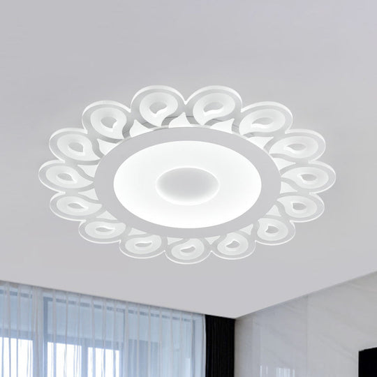 Contemporary Acrylic Circular Ceiling Light with Drop Pattern, LED Flush Mount for Living Room, White, 16"/19.5"/23.5" Diameter