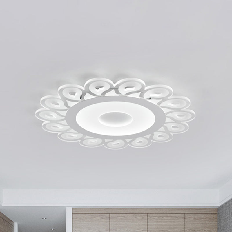 Contemporary Acrylic Circular Ceiling Light with Drop Pattern, LED Flush Mount for Living Room, White, 16"/19.5"/23.5" Diameter