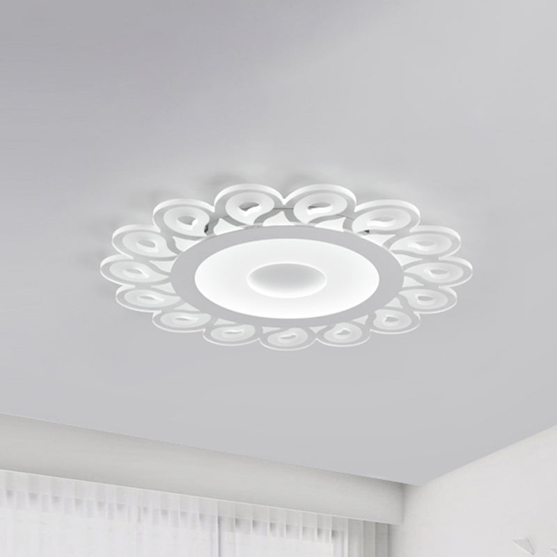 Contemporary Acrylic Circular Ceiling Light with Drop Pattern, LED Flush Mount for Living Room, White, 16"/19.5"/23.5" Diameter