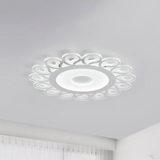 Contemporary Acrylic Circular Ceiling Light with Drop Pattern, LED Flush Mount for Living Room, White, 16"/19.5"/23.5" Diameter
