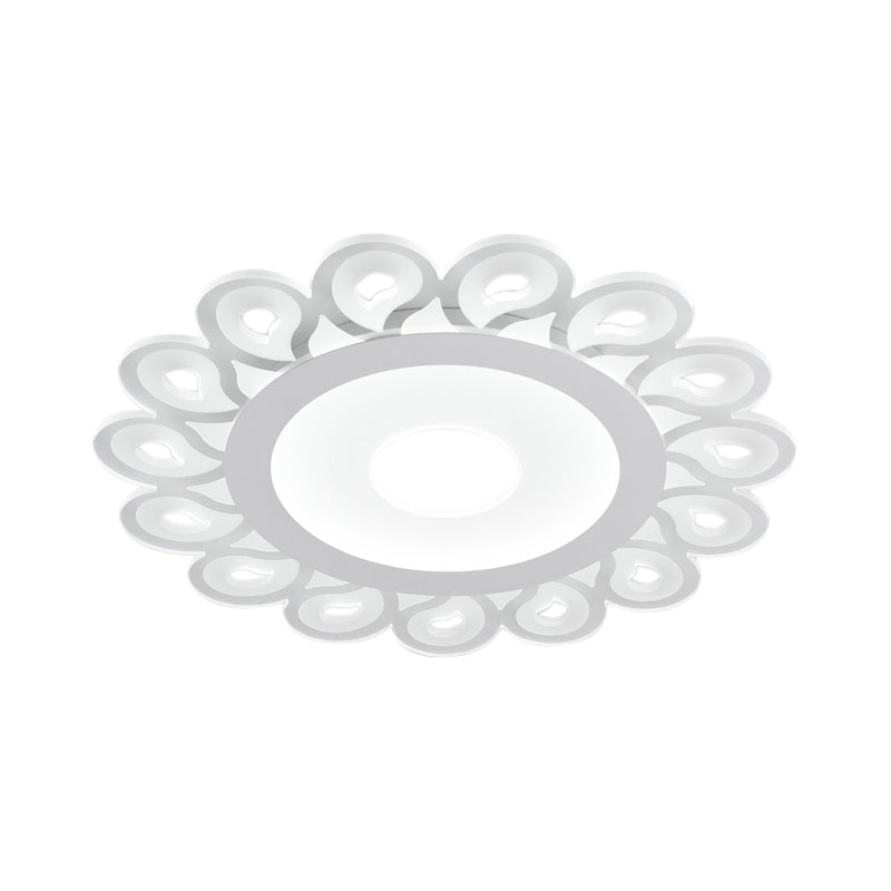 Contemporary Acrylic Circular Ceiling Light with Drop Pattern, LED Flush Mount for Living Room, White, 16"/19.5"/23.5" Diameter