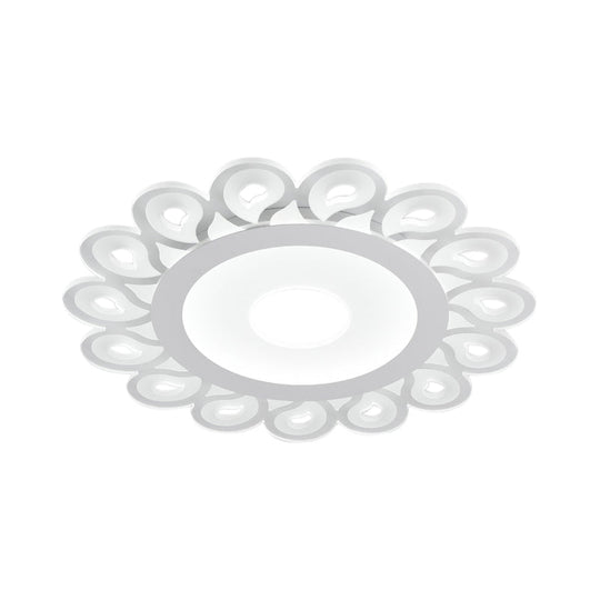 Contemporary Acrylic Circular Ceiling Light with Drop Pattern, LED Flush Mount for Living Room, White, 16"/19.5"/23.5" Diameter