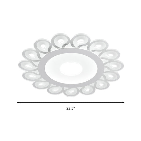 Contemporary Acrylic Circular Ceiling Light with Drop Pattern, LED Flush Mount for Living Room, White, 16"/19.5"/23.5" Diameter