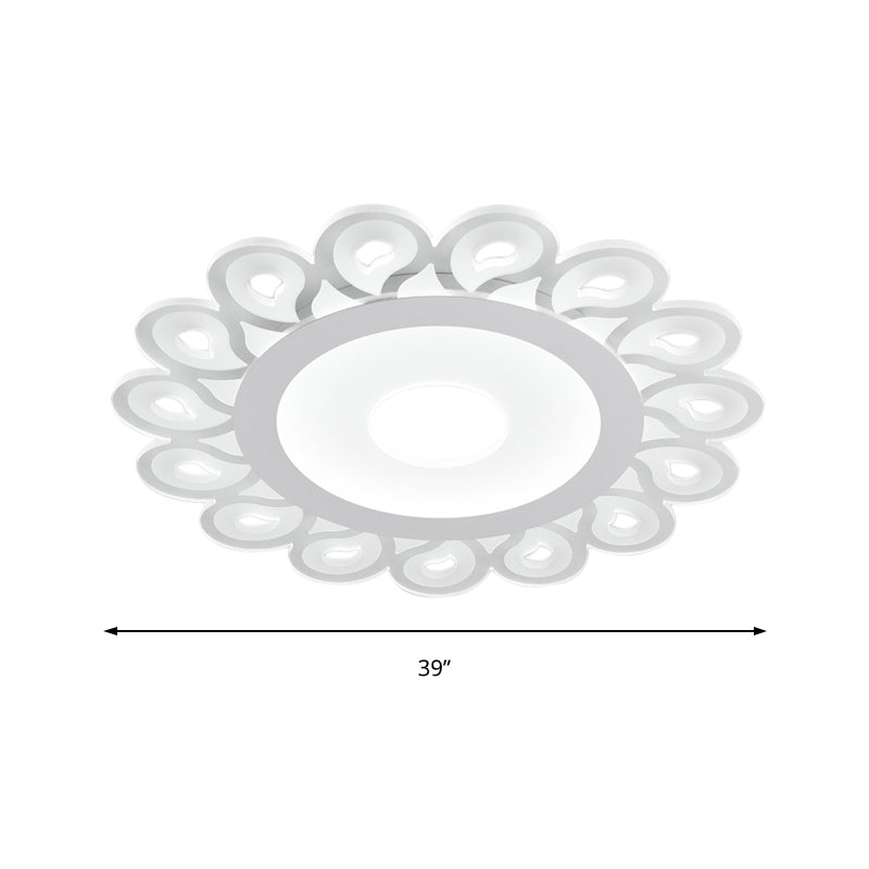 Contemporary Acrylic Circular Ceiling Light with Drop Pattern, LED Flush Mount for Living Room, White, 16"/19.5"/23.5" Diameter