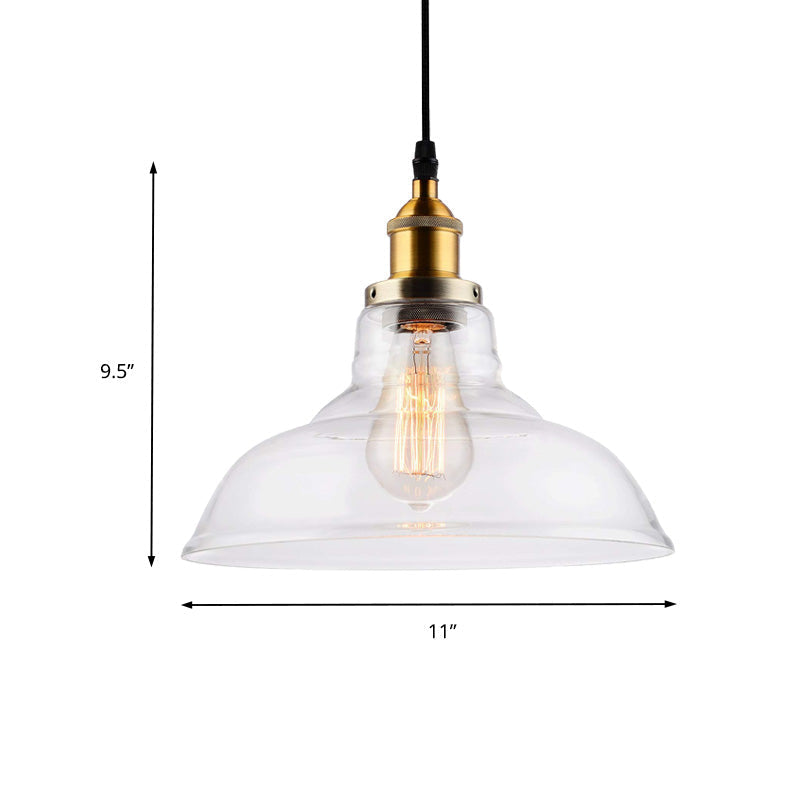 Suspension en laiton et verre transparent de style ferme - Luminaire suspendu pour salle à manger de grange