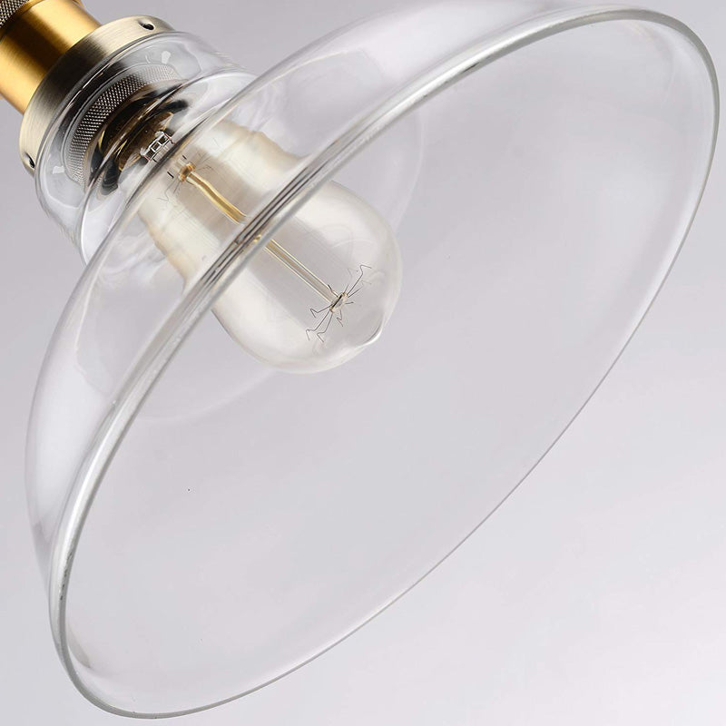 Suspension en laiton et verre transparent de style ferme - Luminaire suspendu pour salle à manger de grange