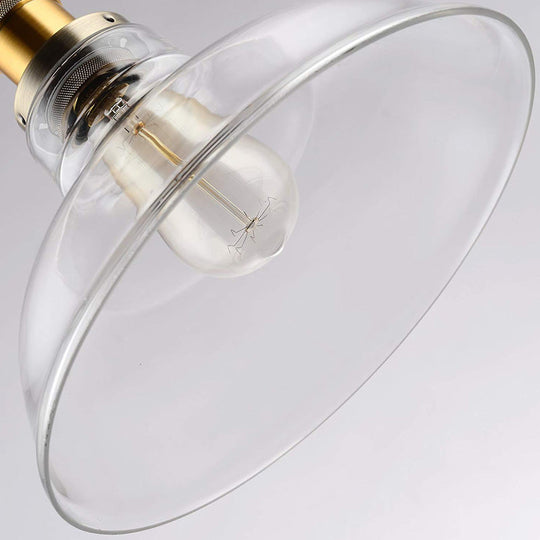 Suspension en laiton et verre transparent de style ferme - Luminaire suspendu pour salle à manger de grange